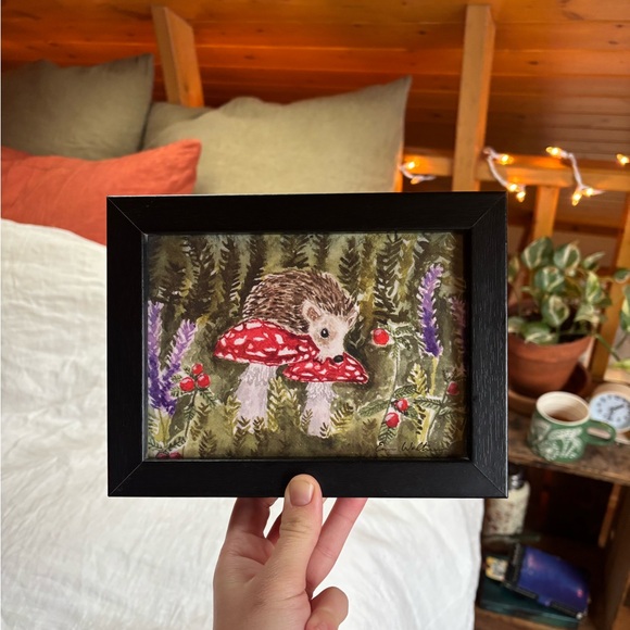 Hedgehog Art Print in Black Frame - Picture 2 of 5